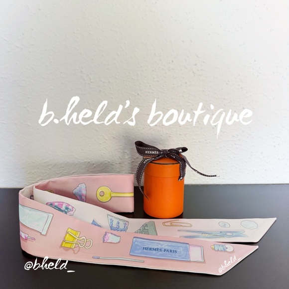 Hermès In the Pocket Twilly in Rose Poudre / Bleu Ciel / Vert Brand New NWT - Picture 2 of 16